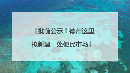 批前公示！德州这里拟新建一处便民市场